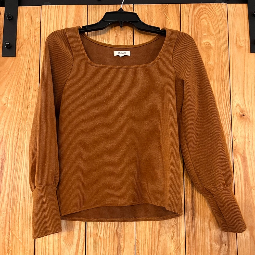 Madewell Chestnut Ribbed Knit Top